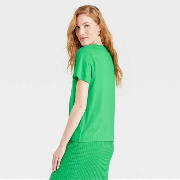 Short-Sleeve Green V-Neck T-Shirt from A New Day - Picture 3 of 3